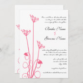 Uitnodiging tot weduwschap met roze wild zwijn (Voorkant / Achterkant)