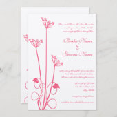 Uitnodiging tot weduwschap met roze wild zwijn (Voorkant / Achterkant)