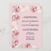 Uitnodiging tot weduwschap met roze/witte Floral (Voorkant / Achterkant)