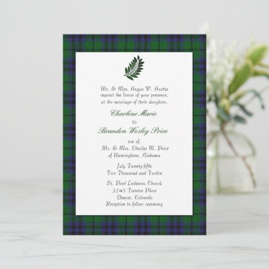 Uitnodiging tot weduwschap met Tartan (Staand voorkant)