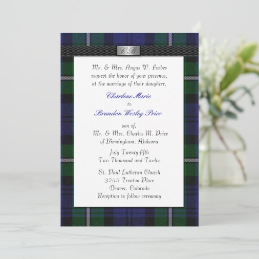 Uitnodiging tot weduwschap met Tartan (Staand voorkant)