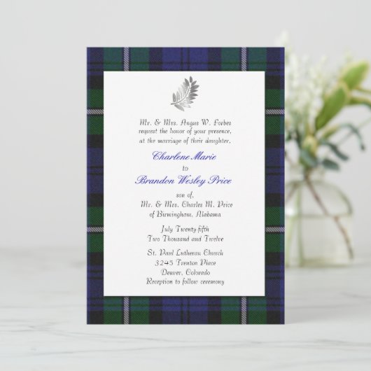 Uitnodiging tot weduwschap met Tartan (Staand voorkant)