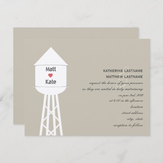 Uitnodiging tot weduwschap met watertoren (Voorkant / Achterkant)