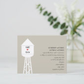 Uitnodiging tot weduwschap met watertoren (Staand voorkant)