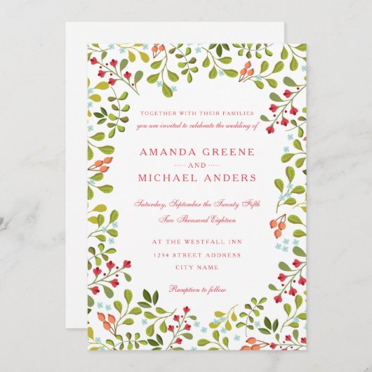 Uitnodiging tot weduwschap met wilde bloemen (Voorkant / Achterkant)