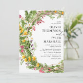 Uitnodiging tot weduwschap met wilde bloemen Bohem (Staand voorkant)