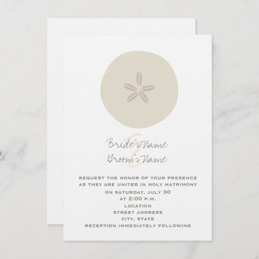 Uitnodiging tot weduwschap met zanddollar (Voorkant / Achterkant)