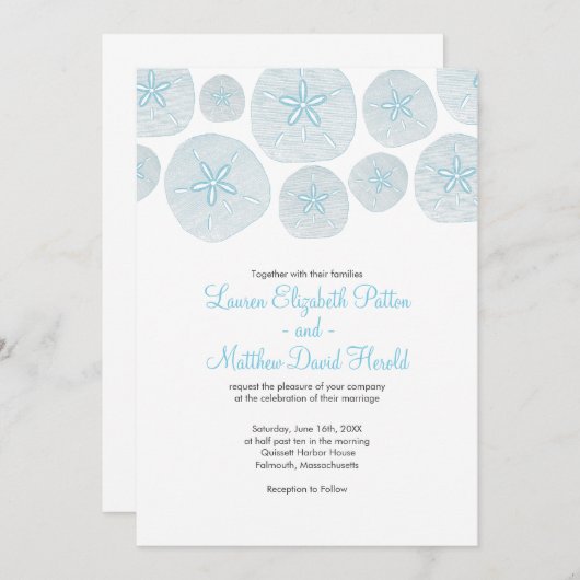 Uitnodiging tot weduwschap met zanddollar (Voorkant / Achterkant)