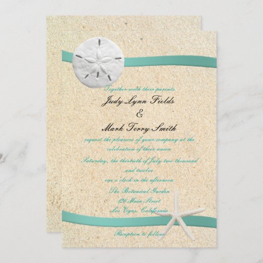 Uitnodiging tot weduwschap met zanddollar (Voorkant / Achterkant)