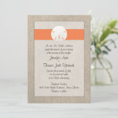 Uitnodiging tot weduwschap met zanddollar - Oranje (Staand voorkant)