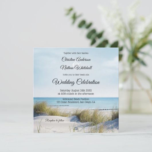 Uitnodiging tot weduwschap of weddenschap op kustl (Staand voorkant)