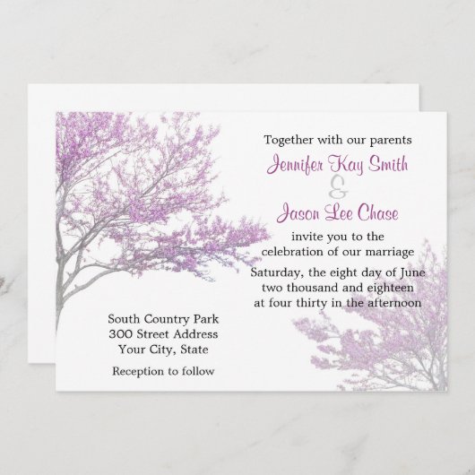 Uitnodiging tot weduwschap over de rode bomen (Voorkant / Achterkant)