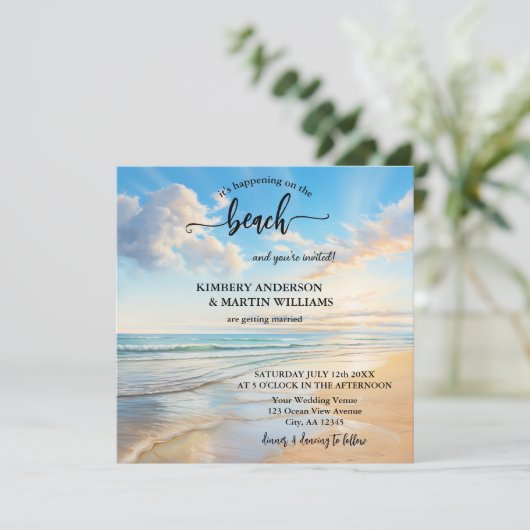 Uitnodiging tot weduwschap over kustWaterverf (Staand voorkant)