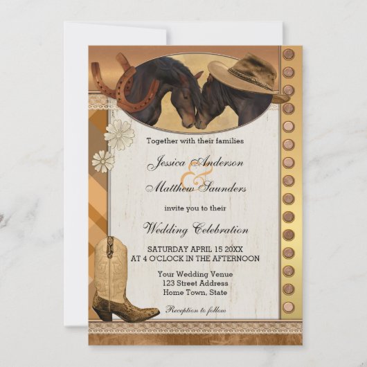 Uitnodiging tot weduwschap over landpaarden en Wes (Voorkant)