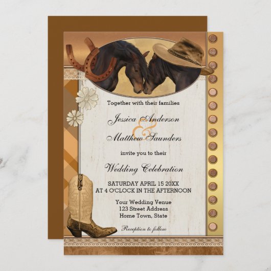 Uitnodiging tot weduwschap over landpaarden en Wes (Voorkant / Achterkant)