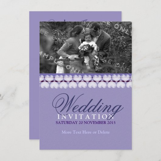 Uitnodiging tot weduwschap over lila liefdesfamili (Voorkant / Achterkant)