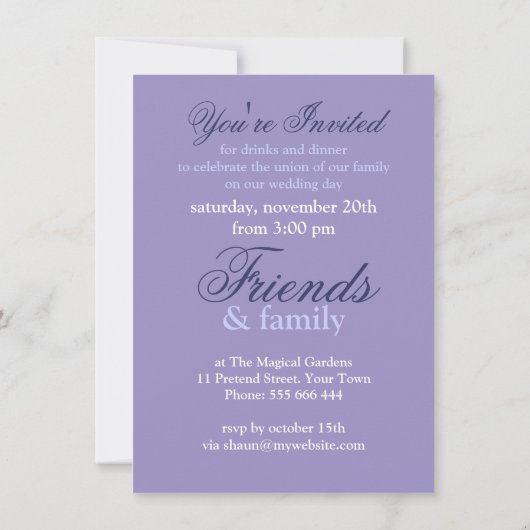 Uitnodiging tot weduwschap over lila liefdesfamili (Achterkant)