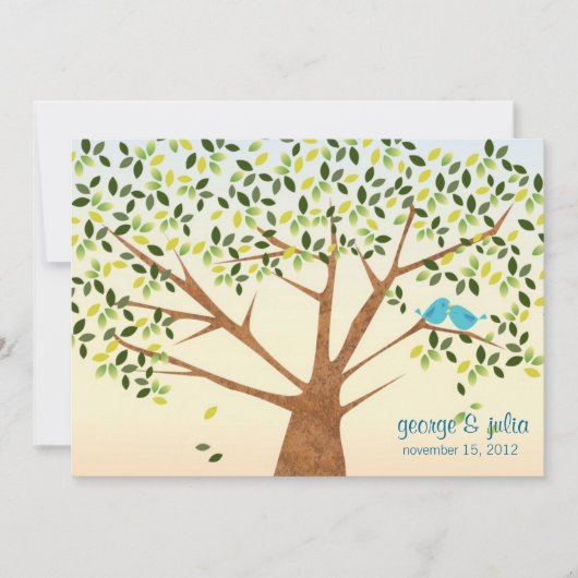 Uitnodiging tot weduwschap over mooie vogelbomen (Voorkant)