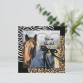 Uitnodiging tot weduwschap over paarden en dieren (Staand voorkant)