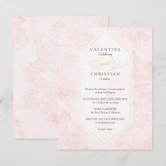  uitnodiging tot weduwschap over Rozen (Voorkant / Achterkant)