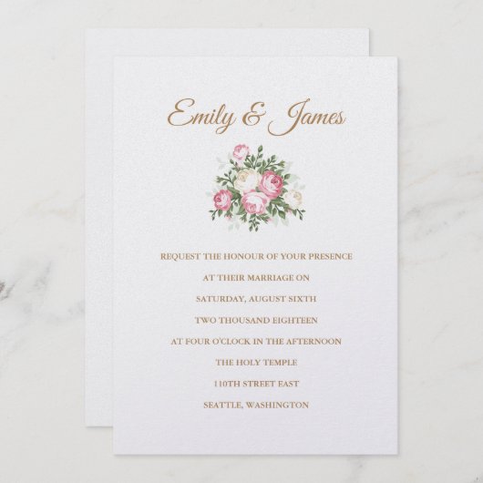 uitnodiging tot weduwschap over Rozen (Voorkant / Achterkant)