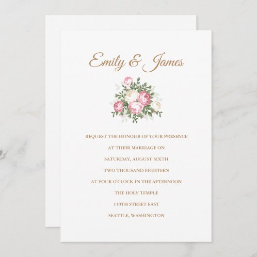  uitnodiging tot weduwschap over Rozen (Voorkant / Achterkant)