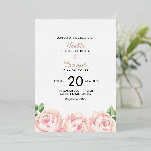  uitnodiging tot weduwschap over Rozen (Staand Voorkant)