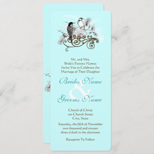  uitnodiging tot weduwschap over Tortelduifjes (Voorkant / Achterkant)