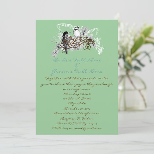  uitnodiging tot weduwschap over Tortelduifjes (Staand voorkant)