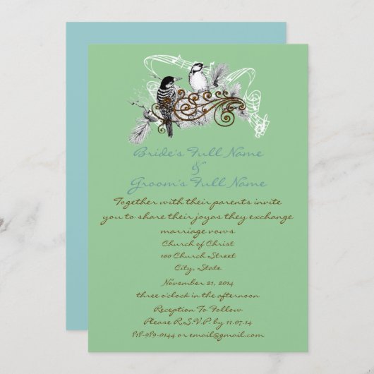 uitnodiging tot weduwschap over Tortelduifjes (Voorkant / Achterkant)