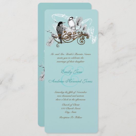  uitnodiging tot weduwschap over Tortelduifjes (Voorkant / Achterkant)