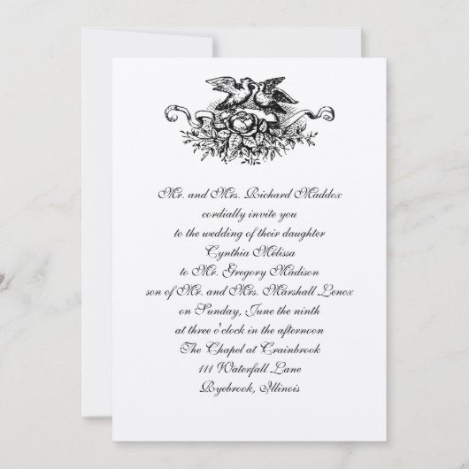  uitnodiging tot weduwschap over Tortelduifjes (Voorkant)