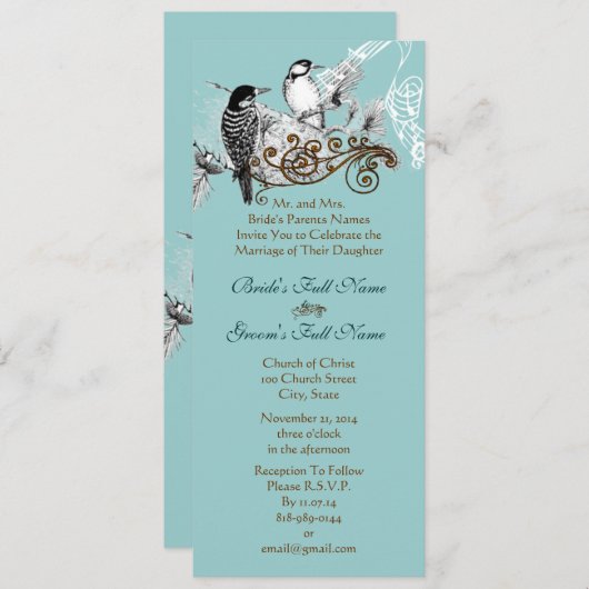  uitnodiging tot weduwschap over Tortelduifjes (Voorkant / Achterkant)