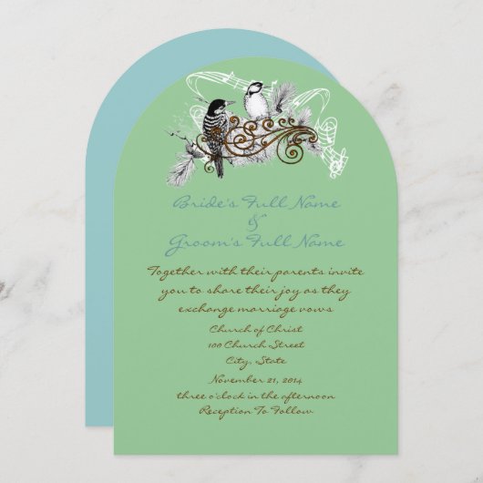  uitnodiging tot weduwschap over Tortelduifjes (Voorkant / Achterkant)