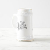 uitnodiging tot weduwschap over Tortelduifjes Bierpul (Voorkant links)