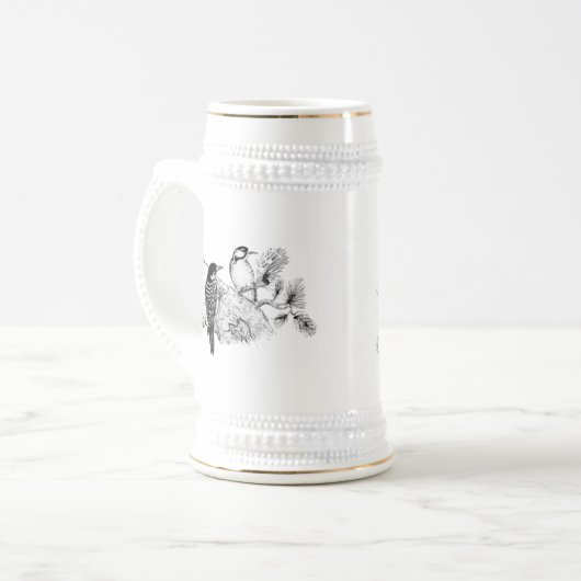 uitnodiging tot weduwschap over Tortelduifjes Bierpul (Voorkant links)