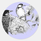 uitnodiging tot weduwschap over Tortelduifjes Ronde Sticker (Voorkant)