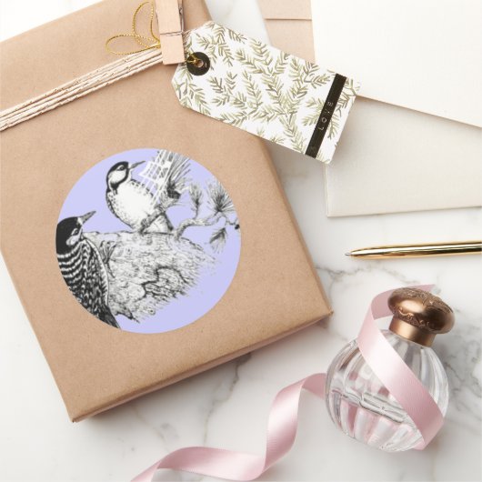 uitnodiging tot weduwschap over Tortelduifjes Ronde Sticker (Geschenken)