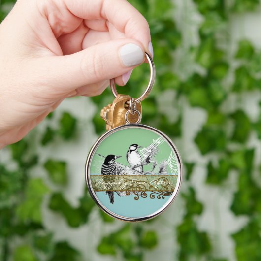  uitnodiging tot weduwschap over Tortelduifjes Sleutelhanger (Hand)