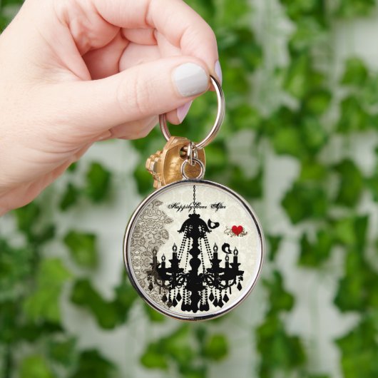  uitnodiging tot weduwschap over Tortelduifjes Sleutelhanger (Hand)