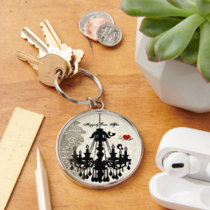  uitnodiging tot weduwschap over Tortelduifjes Sleutelhanger