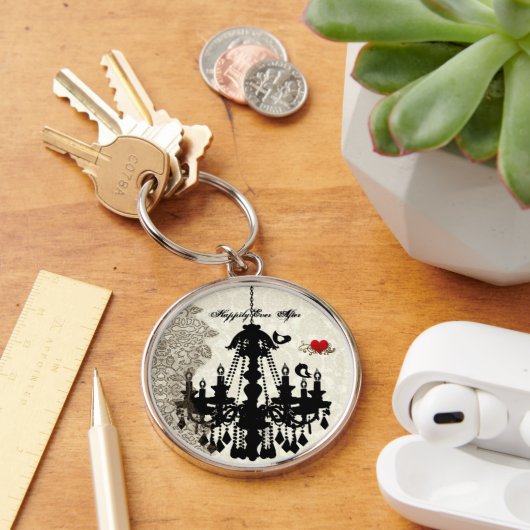 uitnodiging tot weduwschap over Tortelduifjes Sleutelhanger (Bureau)