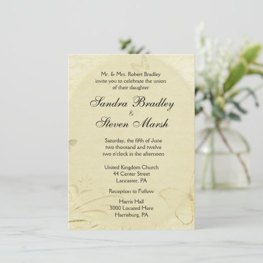  uitnodiging tot weduwschap rond de Butterfly (Staand voorkant)