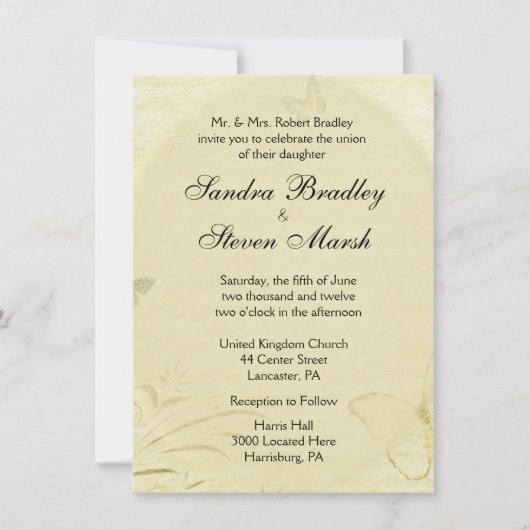  uitnodiging tot weduwschap rond de Butterfly (Voorkant)