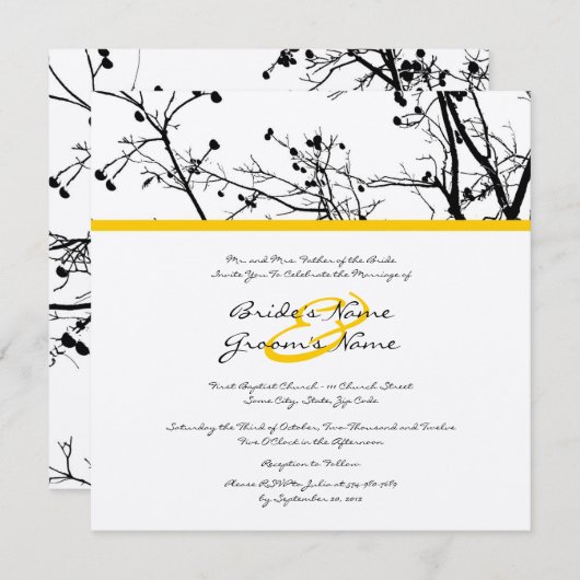 Uitnodiging tot weduwschap rond de zwarte en witte (Voorkant / Achterkant)