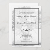 Uitnodiging tot weduwschap rond de zwarte en witte (Voorkant / Achterkant)