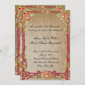 uitnodiging tot weduwschap rond rode rozen (Voorkant / Achterkant)