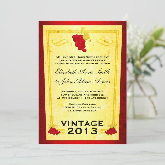  uitnodiging tot weduwschap rond rode wijn (Staand voorkant)