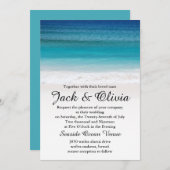 Uitnodiging tot weduwschap rond witte zand oceaan (Voorkant / Achterkant)