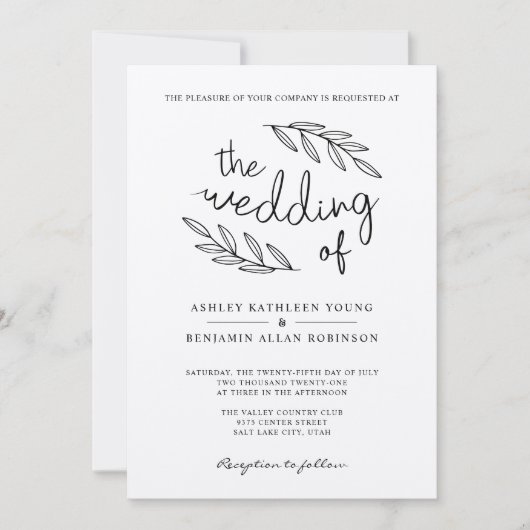 Uitnodiging tot weduwschap tussen bijkantoren (Voorkant)